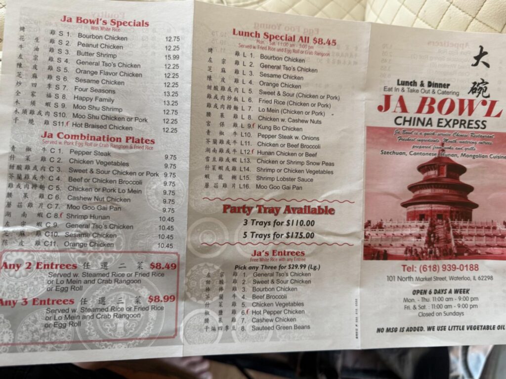 Ja Bowl Asian Express Menu 2